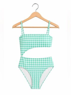 Ninety-Nine° Bandeau Cutout Swimsuit Juniors XL Houndstooth NWT